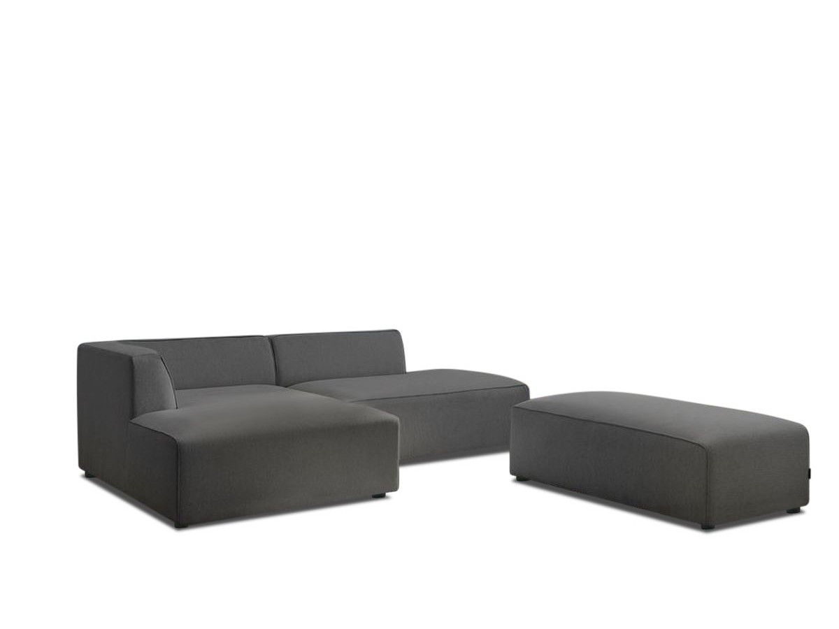 Canapé d'angle fixe modulable MEGEVE tissu chiné avec pouf