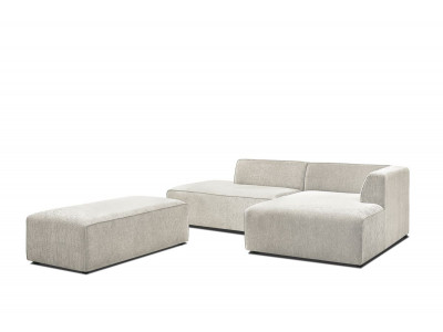 Canapé d'angle fixe modulable MEGEVE tissu texturé avec pouf