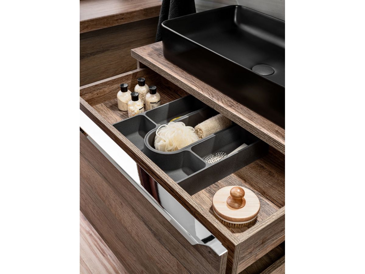 Badkamermeubel 140 cm ZINA eiken en zwart