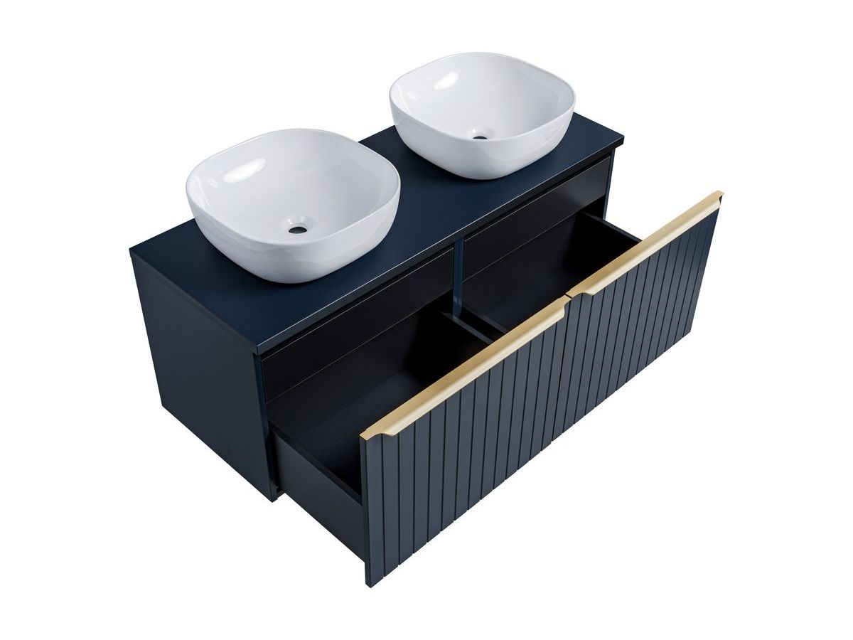 PHARA 120 cm blauw en goud badkamermeubel