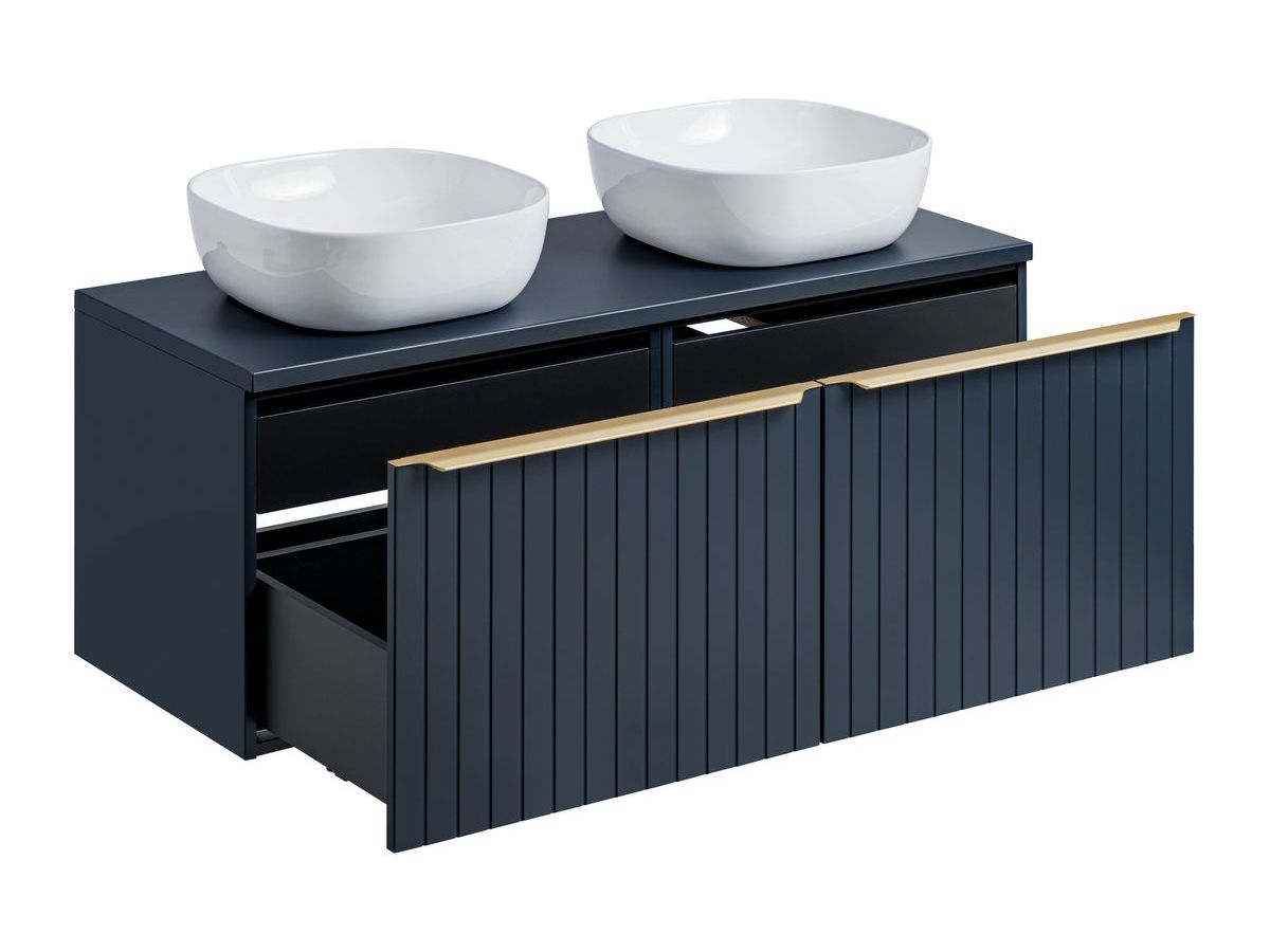 PHARA 120 cm blauw en goud badkamermeubel