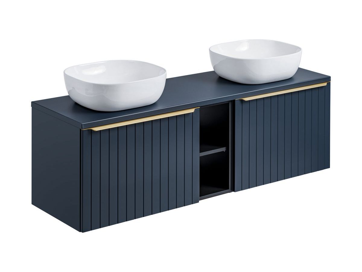 PHARA 140 cm blauw en goud badkamermeubel