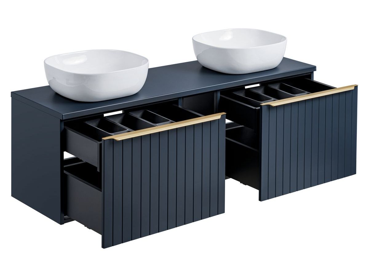 PHARA 140 cm blauw en goud badkamermeubel