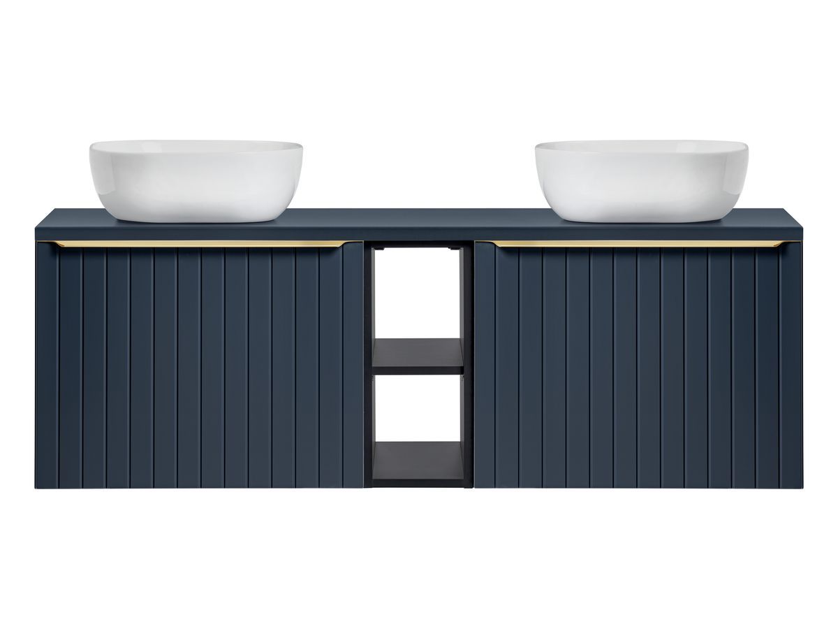 PHARA 140 cm blauw en goud badkamermeubel