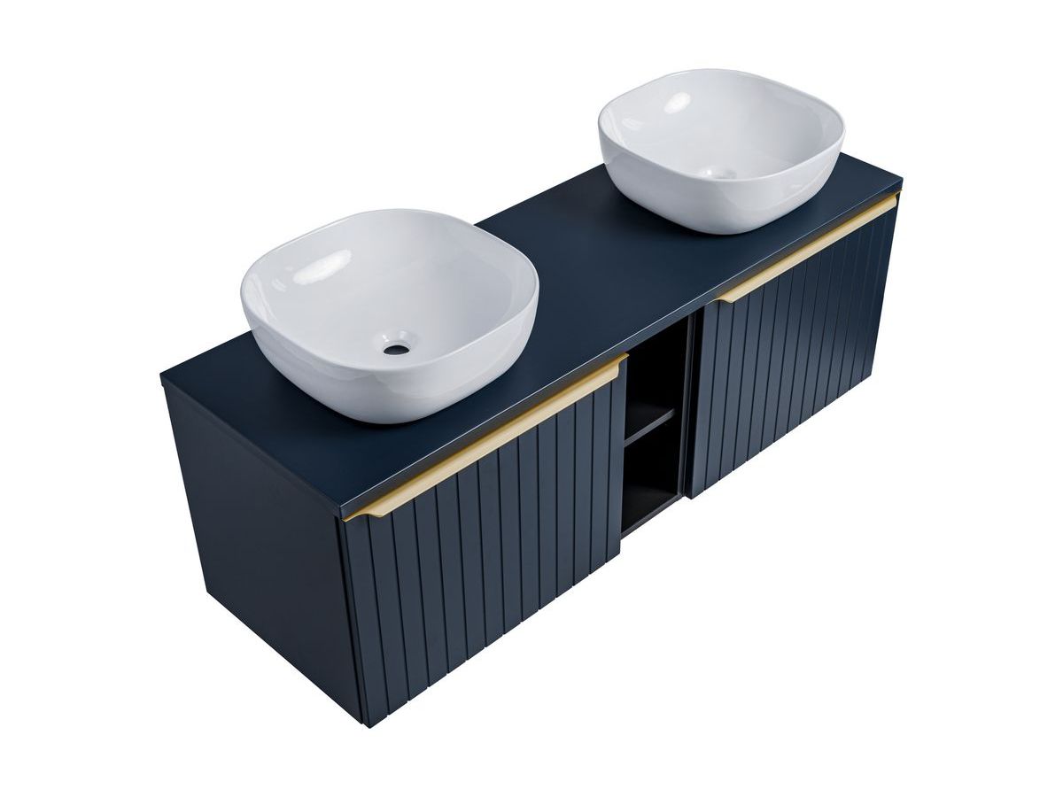 PHARA 140 cm blauw en goud badkamermeubel