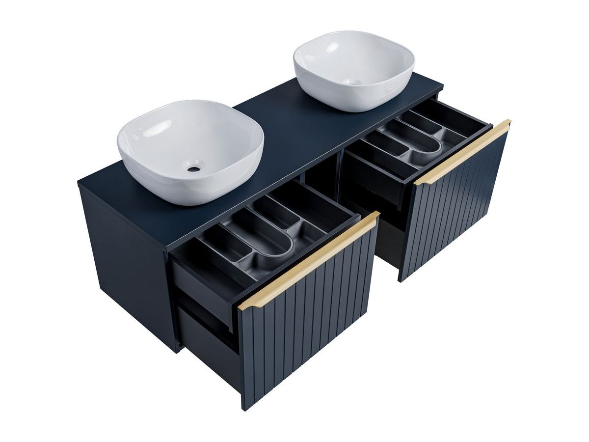 PHARA 140 cm blauw en goud badkamermeubel