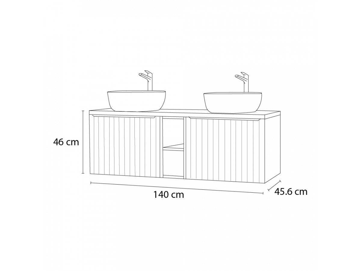 PHARA 140 cm blauw en goud badkamermeubel