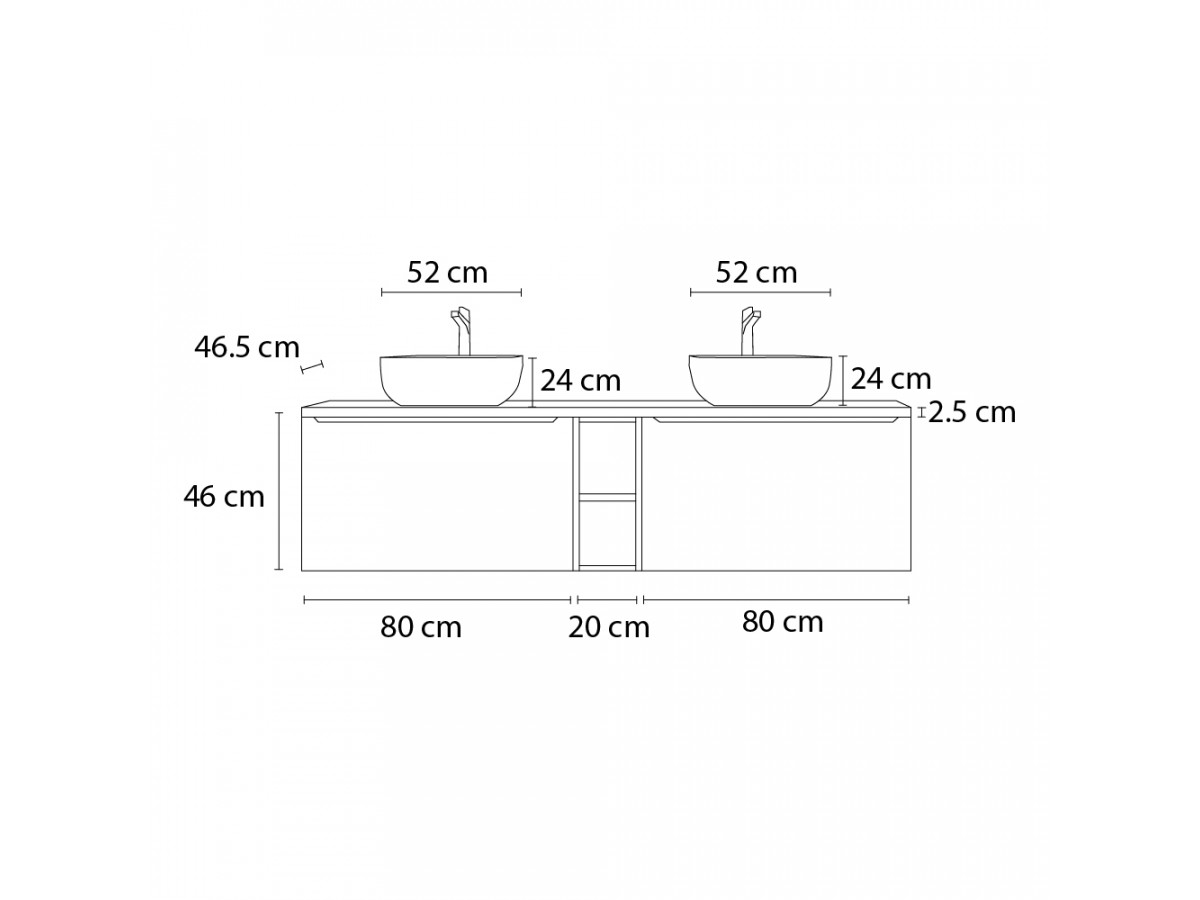 Badkamermeubel 180 cm FANNY Taupe