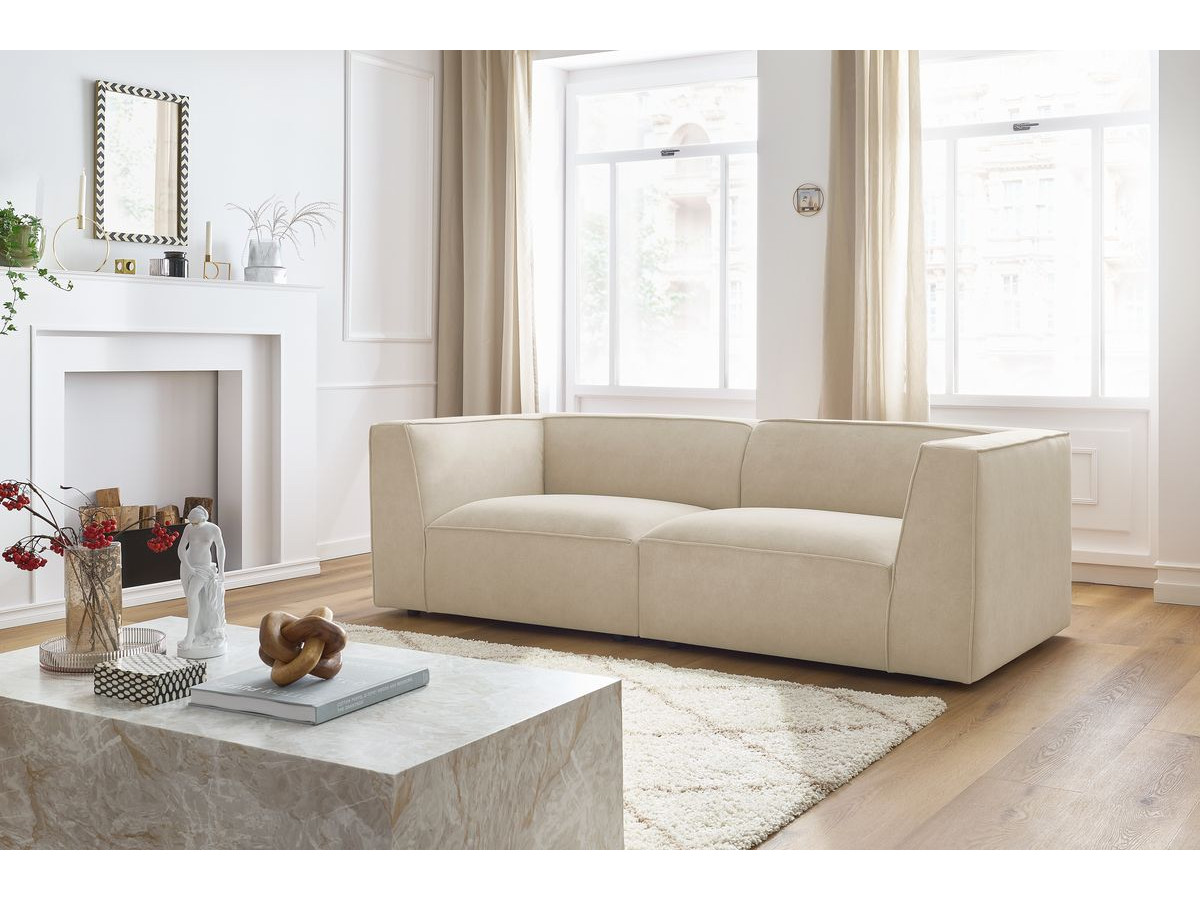 Canapé droit 3 places MOLIERE velours beige — vue 5