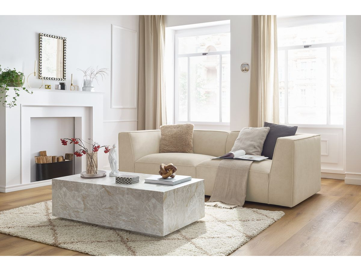 Canapé droit 3 places MOLIERE velours beige