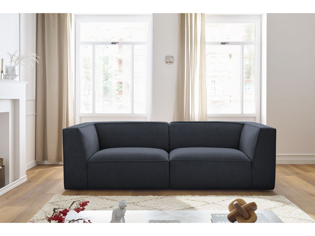 Canapé droit 3 places MOLIERE velours bleu foncé — vue 4