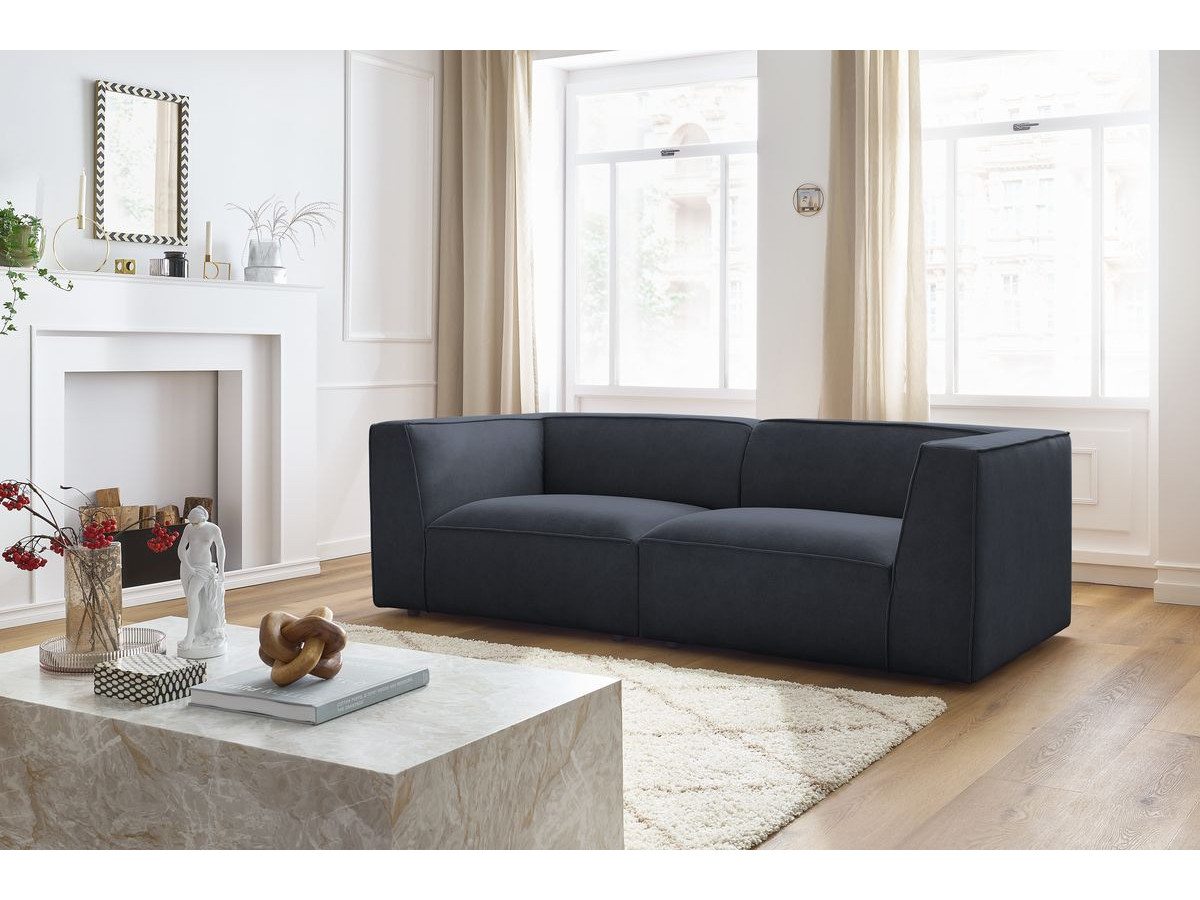 Canapé droit 3 places MOLIERE velours bleu foncé — vue 5