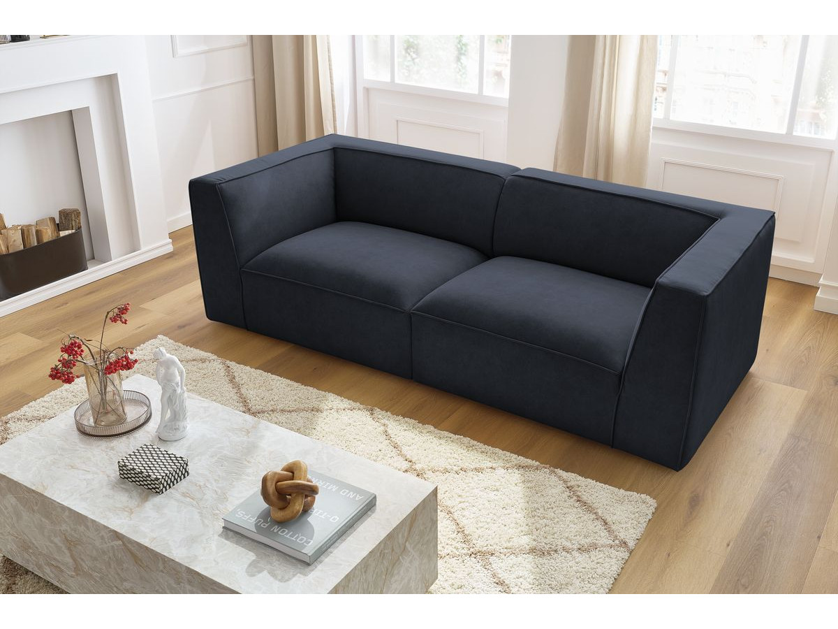 Canapé droit 3 places MOLIERE velours bleu foncé — vue 6