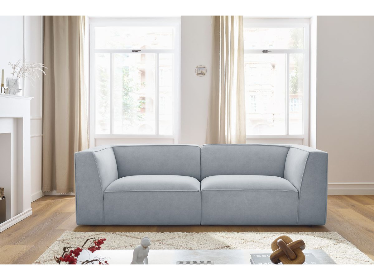 Canapé droit 3 places MOLIERE velours gris clair — vue 4