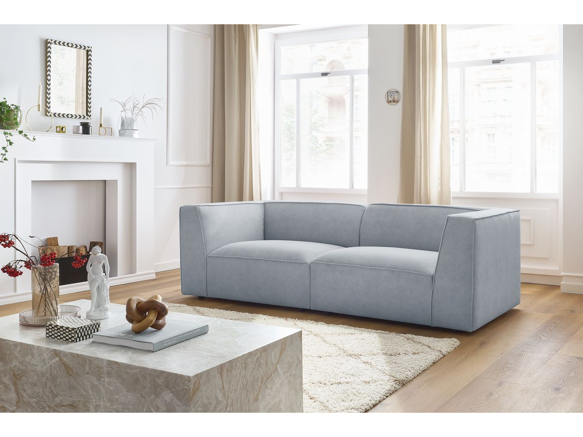 Canapé droit 3 places MOLIERE velours gris clair — vue 5