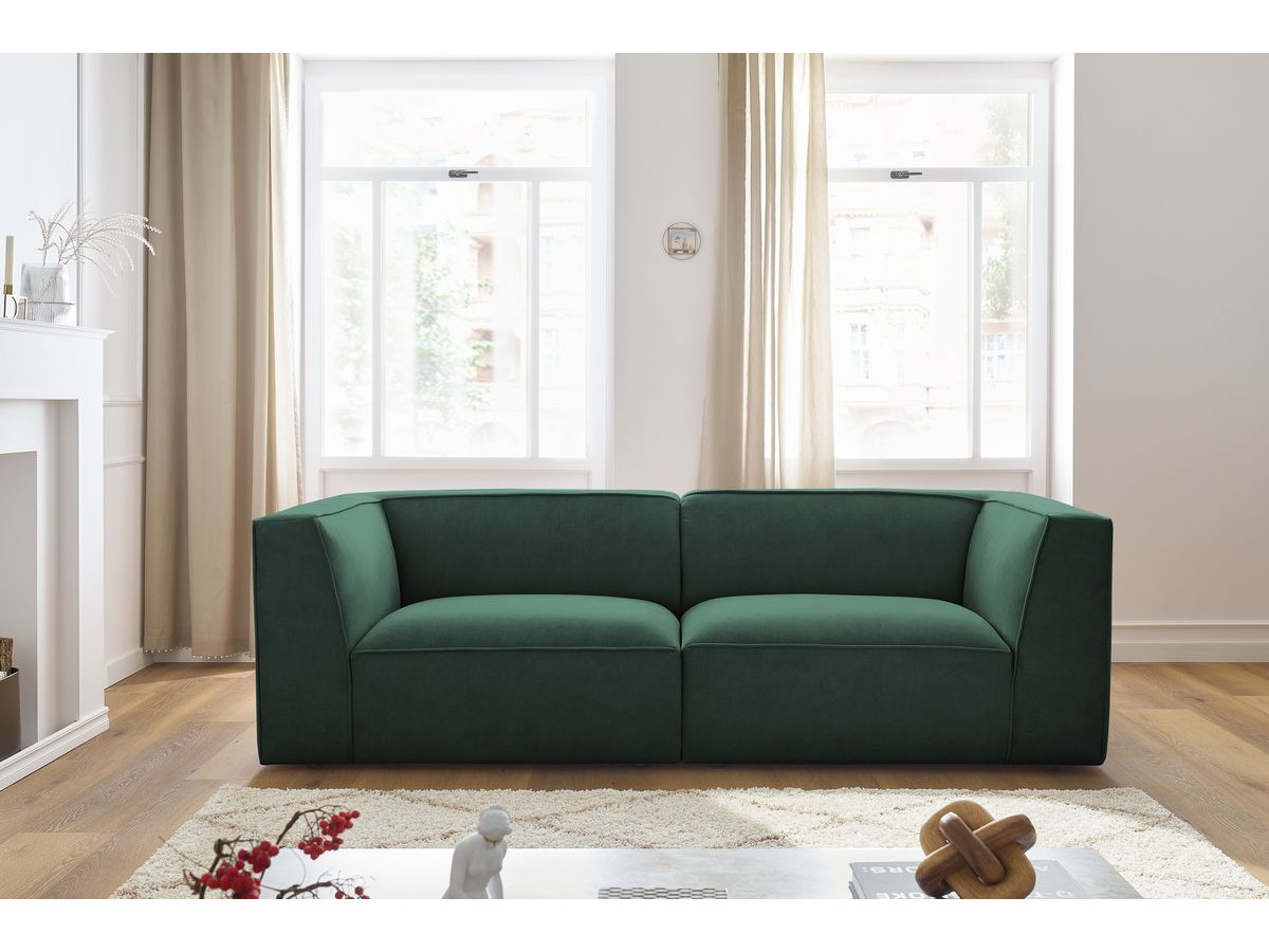 Canapé droit 3 places MOLIERE velours vert — vue 4