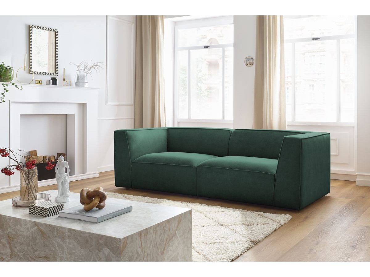 Canapé droit 3 places MOLIERE velours vert — vue 5