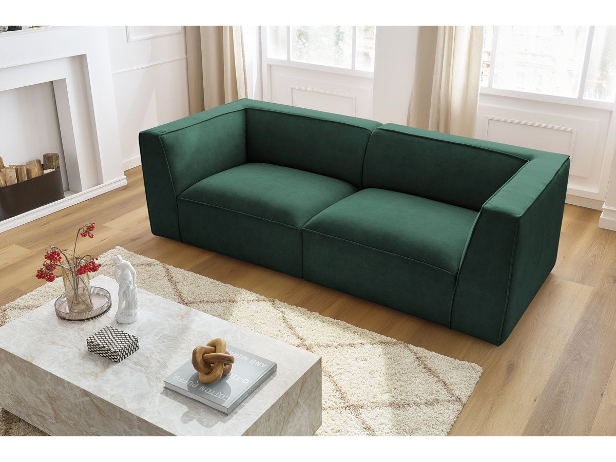 Canapé droit 3 places MOLIERE velours vert — vue 6