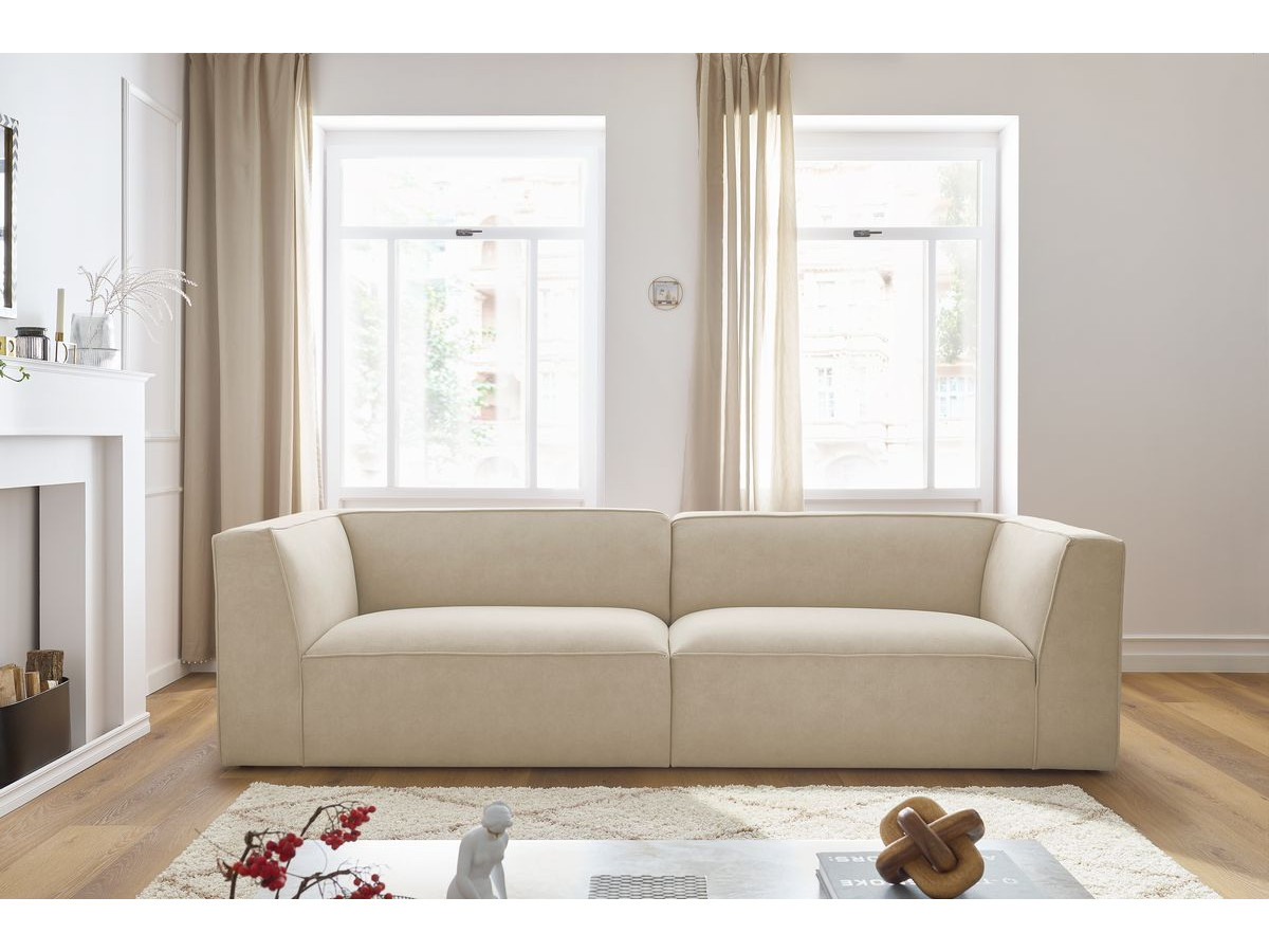 Canapé droit 4 places MOLIERE velours beige — vue 4