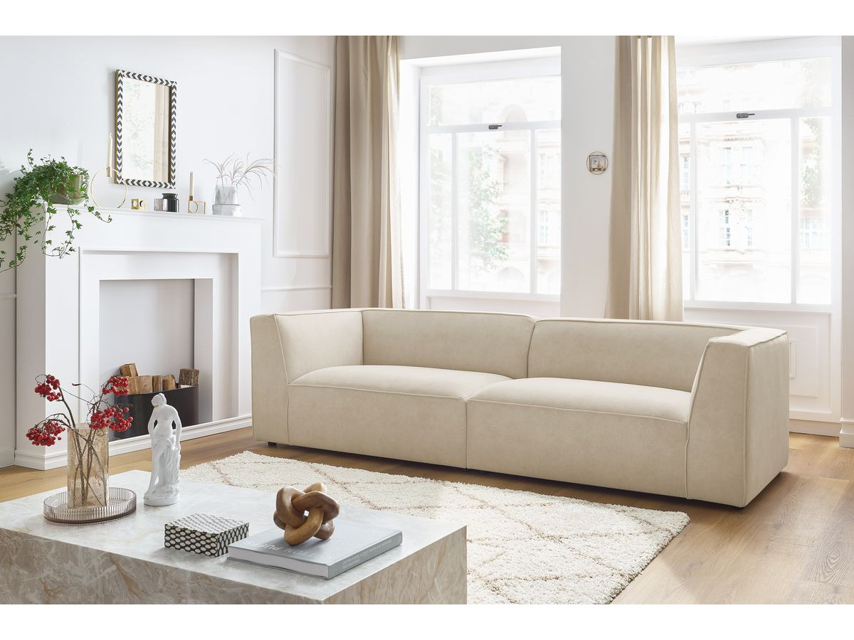 Canapé droit 4 places MOLIERE velours beige — vue 5