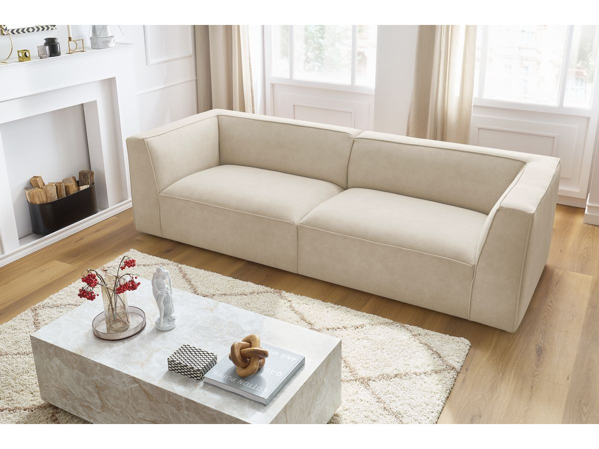 Canapé droit 4 places MOLIERE velours beige — vue 6