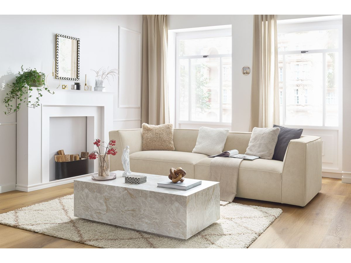 Canapé droit 4 places MOLIERE velours beige