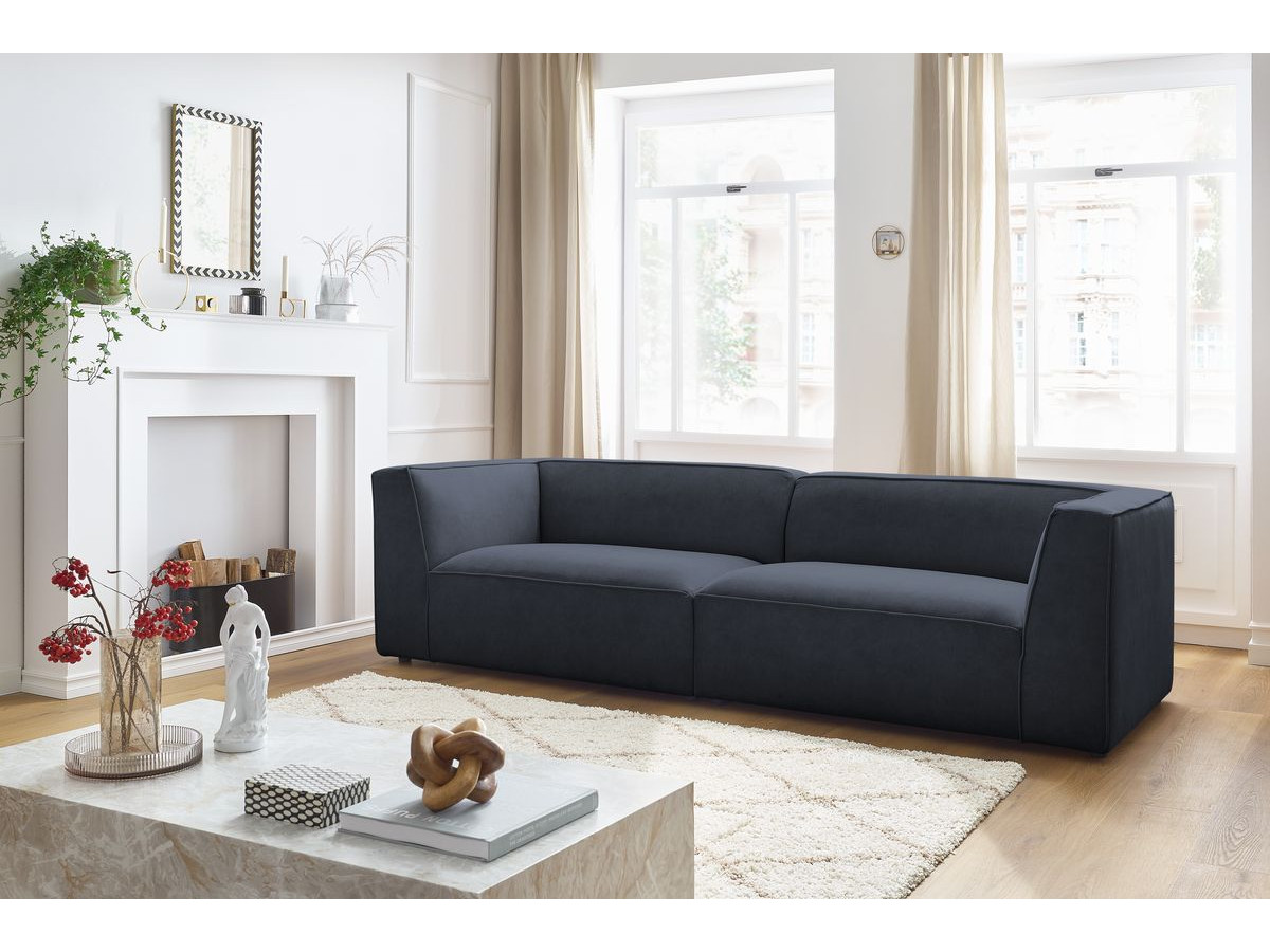 Canapé droit 4 places MOLIERE velours bleu foncé — vue 5