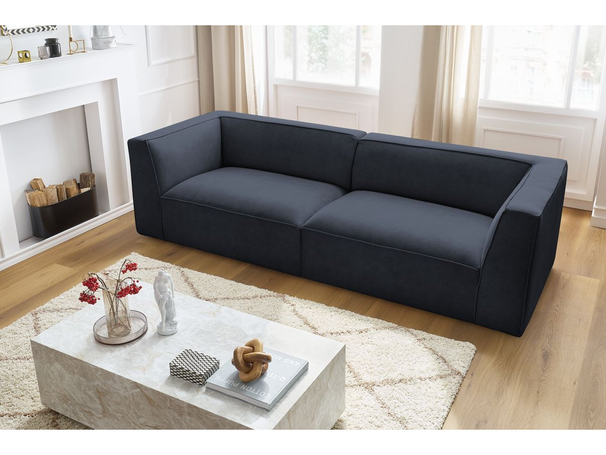 Canapé droit 4 places MOLIERE velours bleu foncé — vue 6