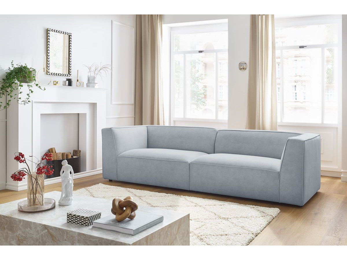 Canapé droit 4 places MOLIERE velours gris clair — vue 5