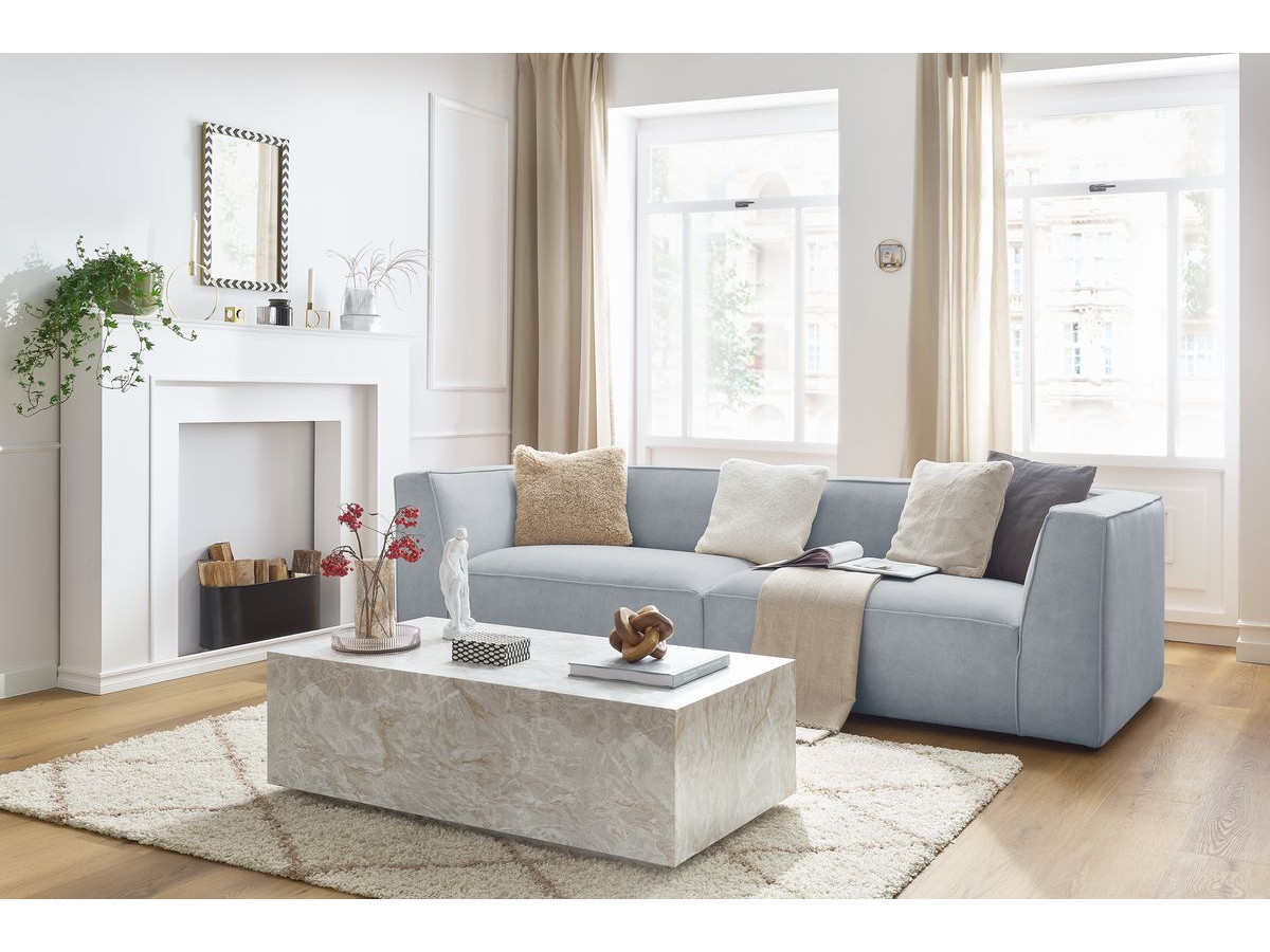 Canapé droit 4 places MOLIERE velours gris clair