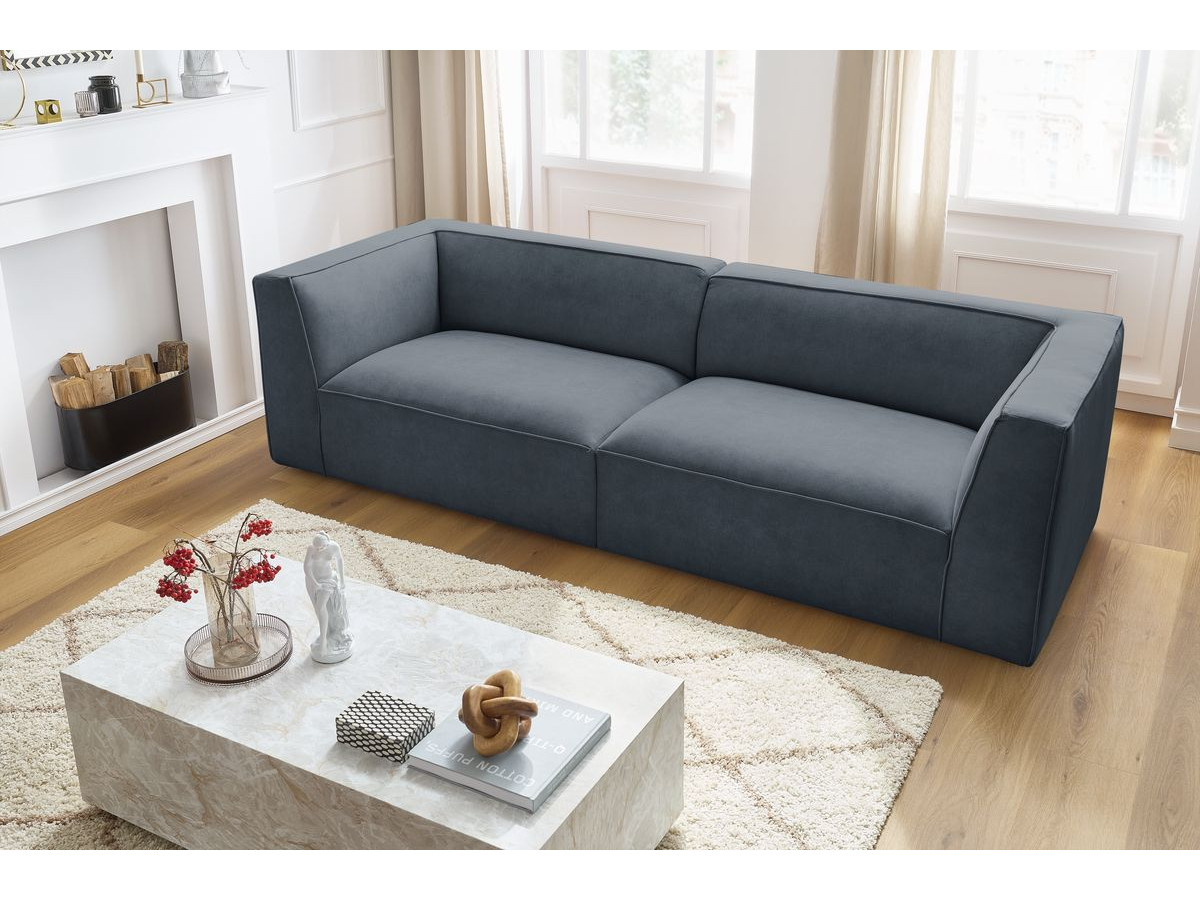 Canapé droit 4 places MOLIERE velours gris foncé — vue 6