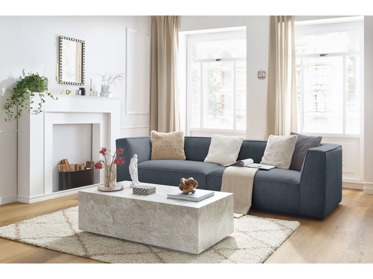 Canapé droit 4 places MOLIERE velours gris foncé