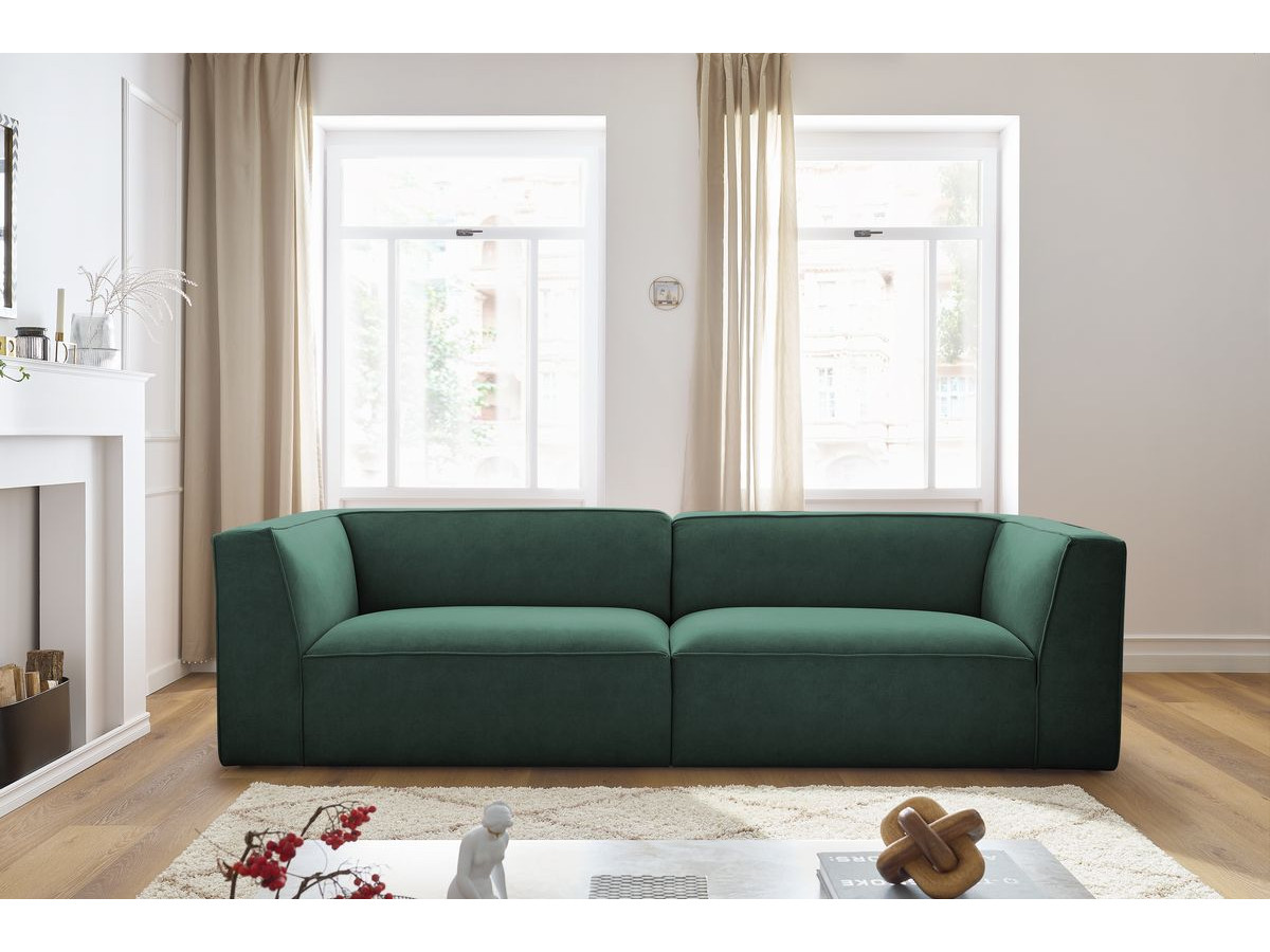 Canapé droit 4 places MOLIERE velours vert — vue 4