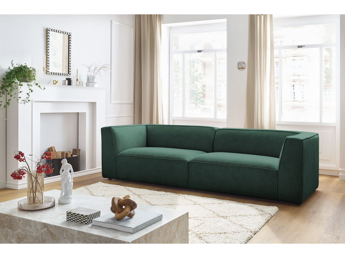 Canapé droit 4 places MOLIERE velours vert — vue 5