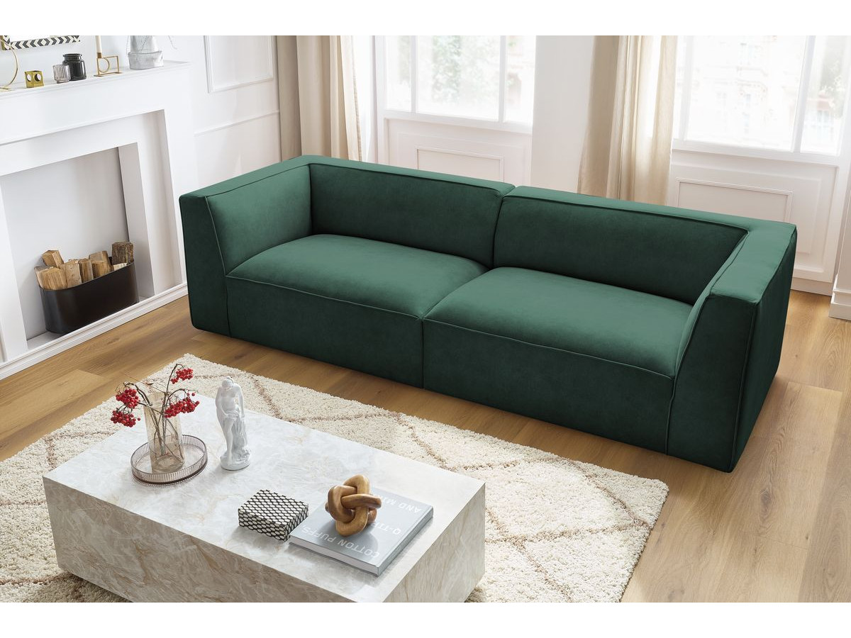 Canapé droit 4 places MOLIERE velours vert — vue 6