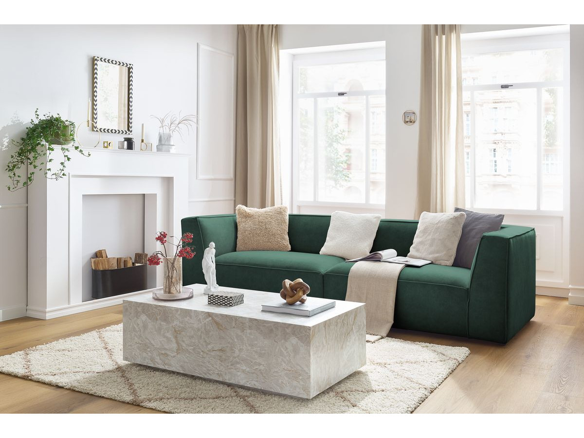 Canapé droit 4 places MOLIERE velours vert