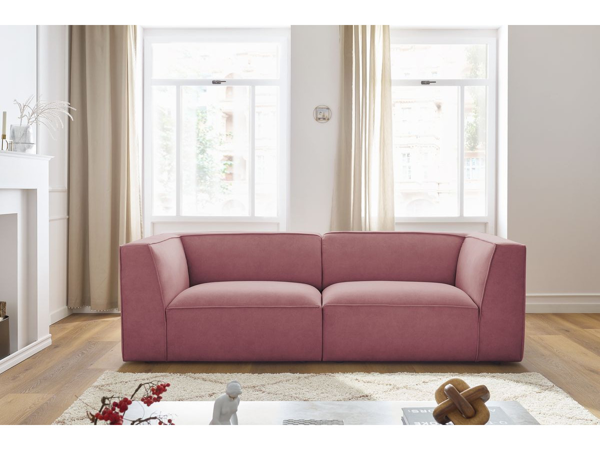 Canapé droit 3 places MOLIERE velours rose — vue 4