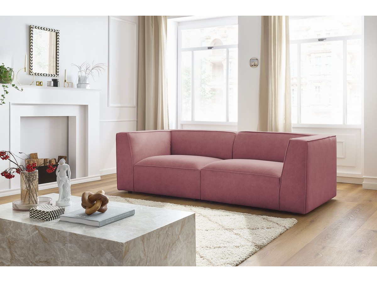 Canapé droit 3 places MOLIERE velours rose — vue 5