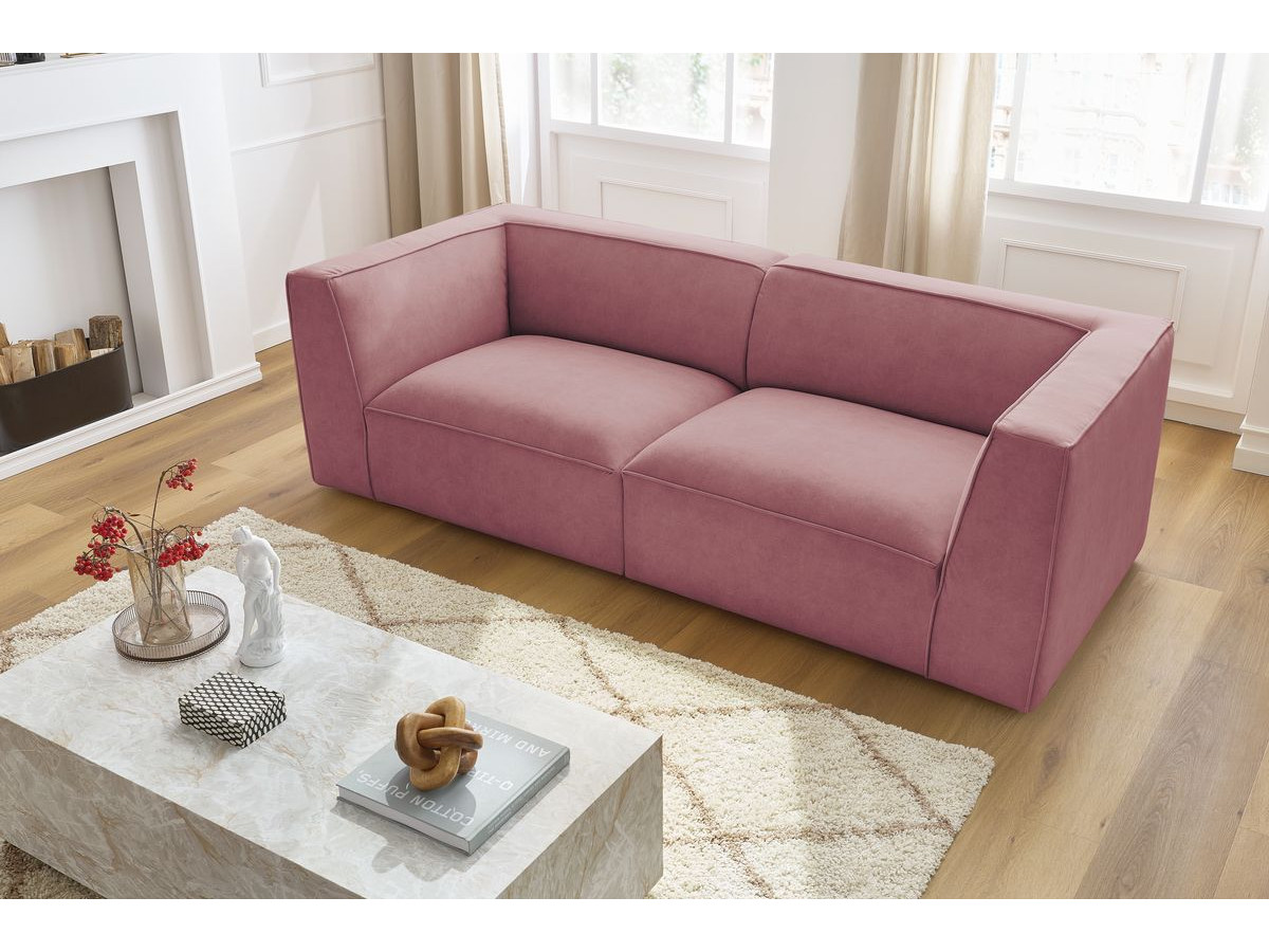 Canapé droit 3 places MOLIERE velours rose — vue 6