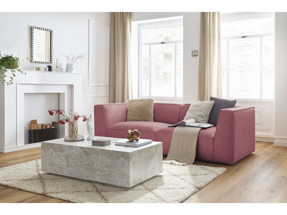 Canapé droit 3 places MOLIERE velours rose