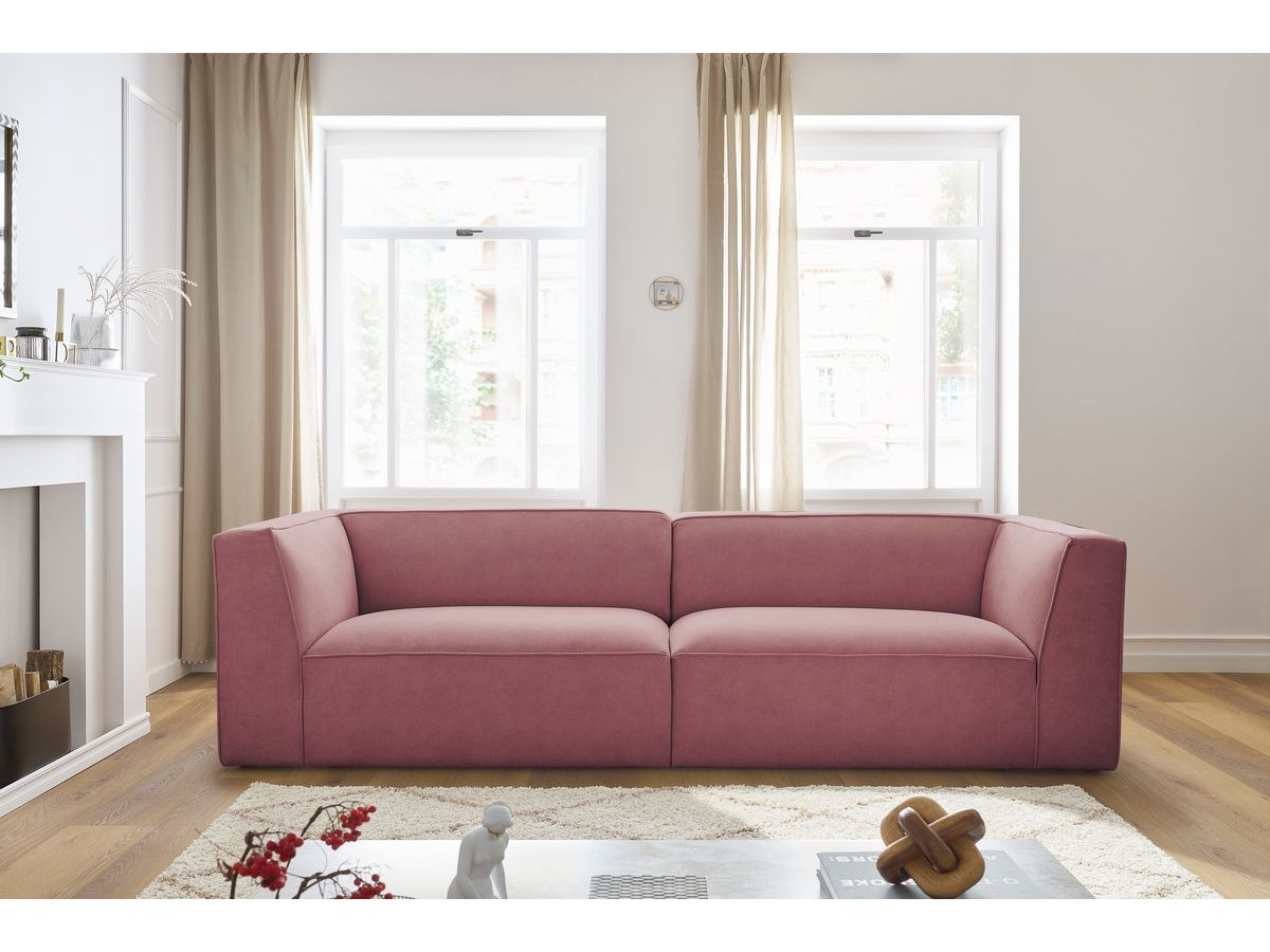 Canapé droit 4 places MOLIERE velours rose — vue 4