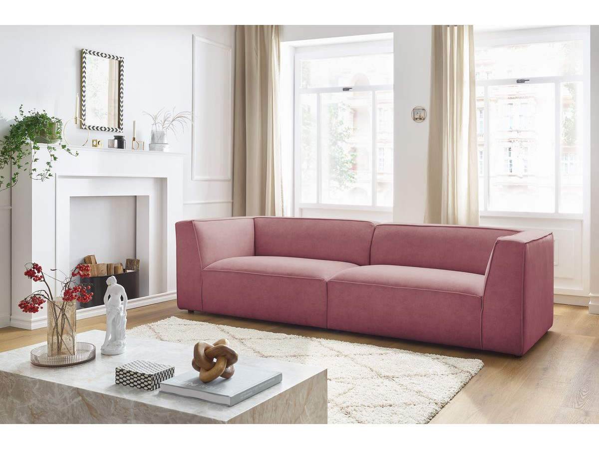 Canapé droit 4 places MOLIERE velours rose — vue 5