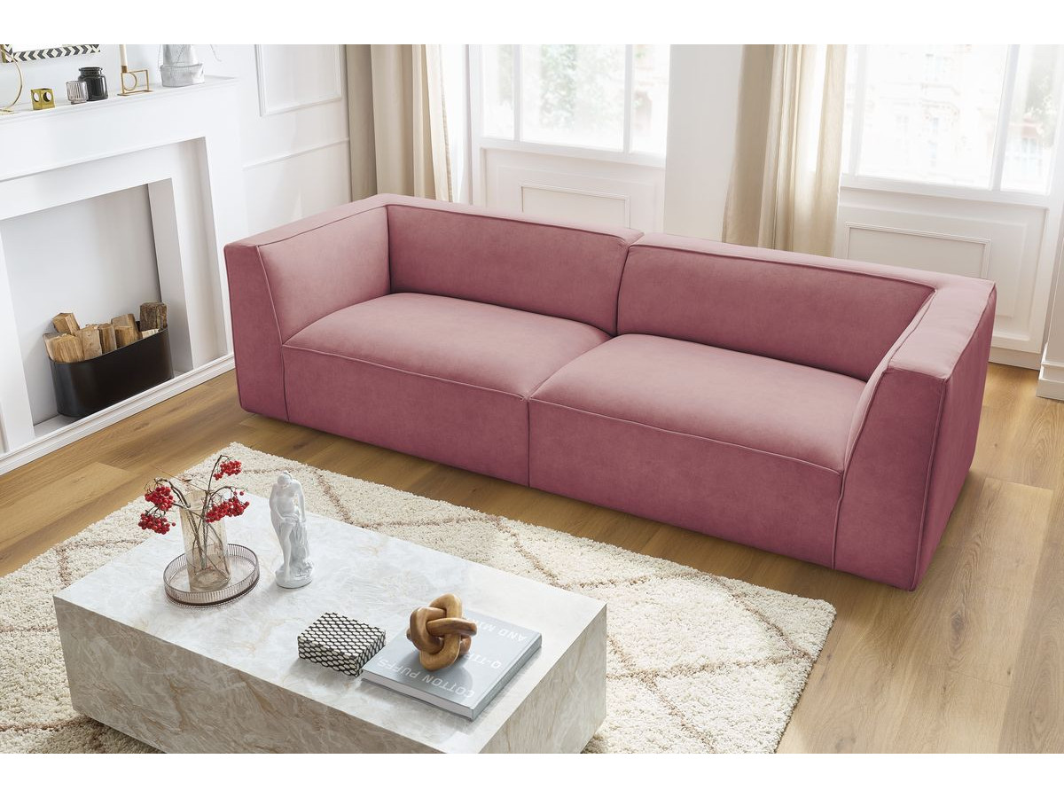 Canapé droit 4 places MOLIERE velours rose — vue 6