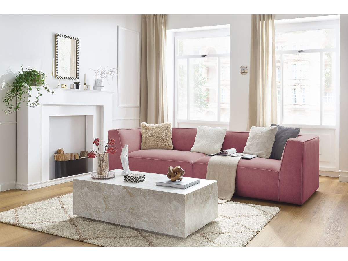 Canapé droit 4 places MOLIERE velours rose