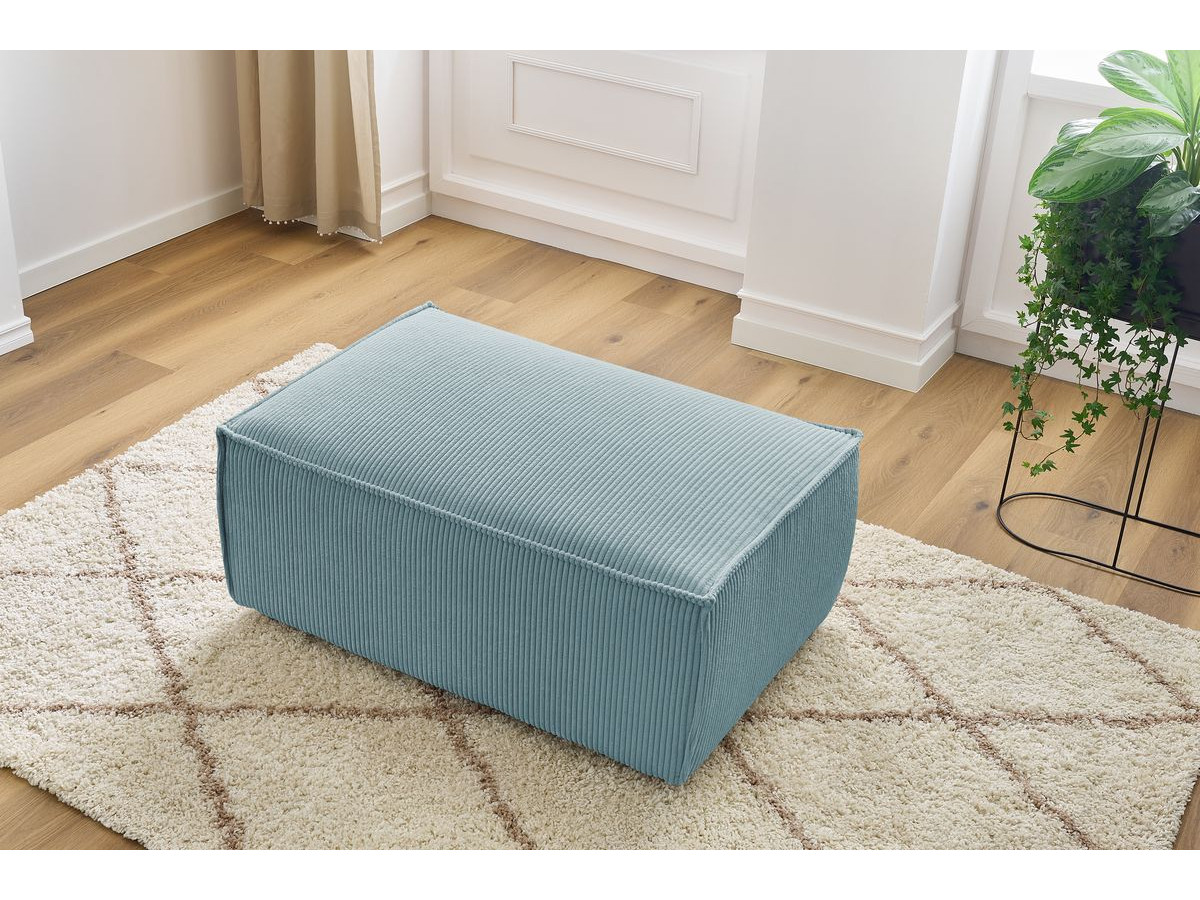 Pouf compact NIHAD velours côtelé bleu clair — vue 5