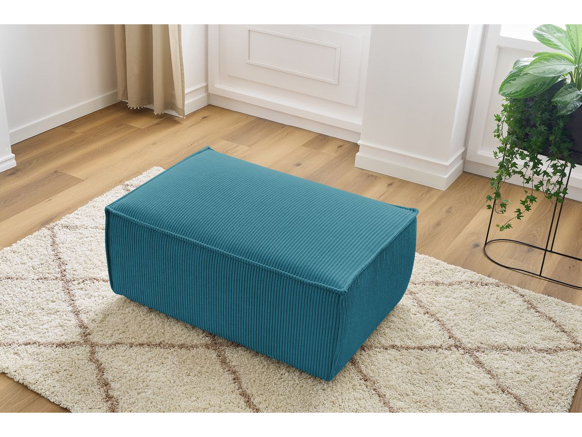 Pouf compact NIHAD velours côtelé bleu foncé — vue 5
