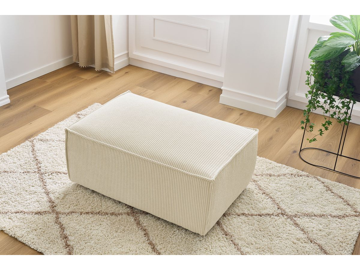 Pouf compact NIHAD velours côtelé beige — vue 5