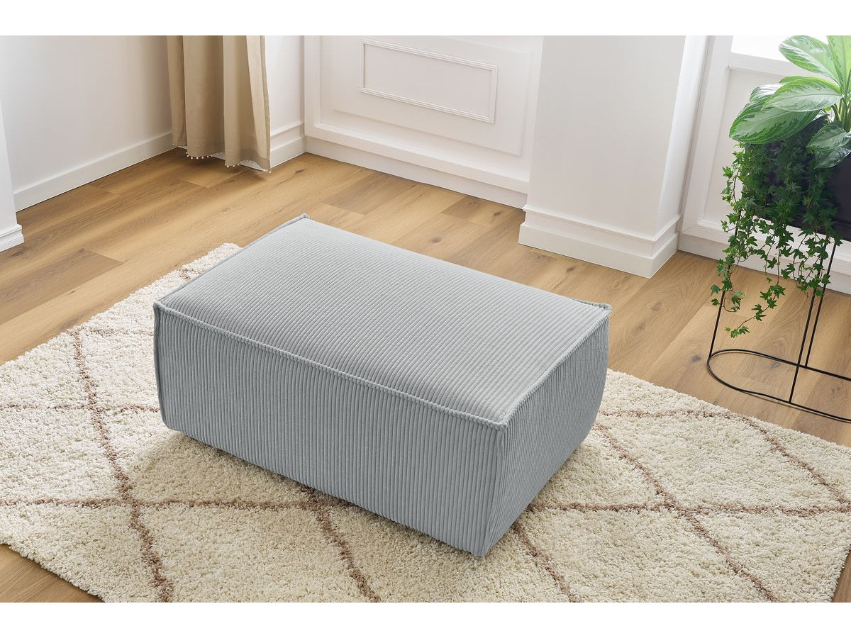 Pouf compact NIHAD velours côtelé gris clair — vue 5