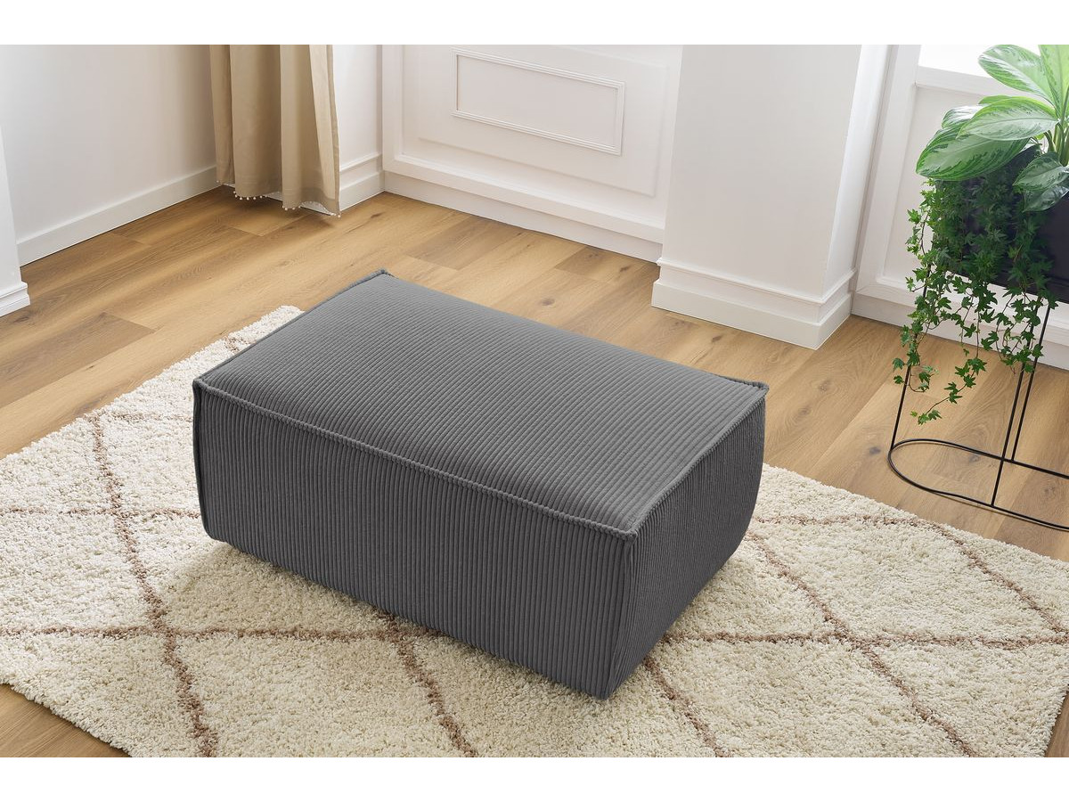 Pouf compact NIHAD velours côtelé gris foncé — vue 5