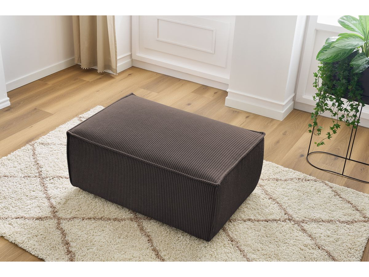 Pouf compact NIHAD velours côtelé marron — vue 5